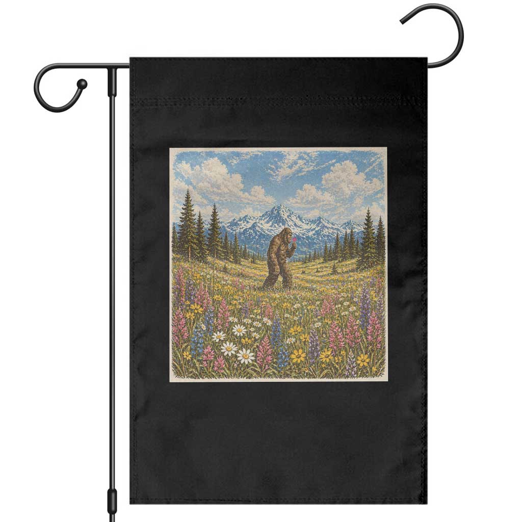 Retro Bigfoot Wildflower Garden Flag Vintage Sasquatch Funny Cryptid TS10 Black Print Your Wear