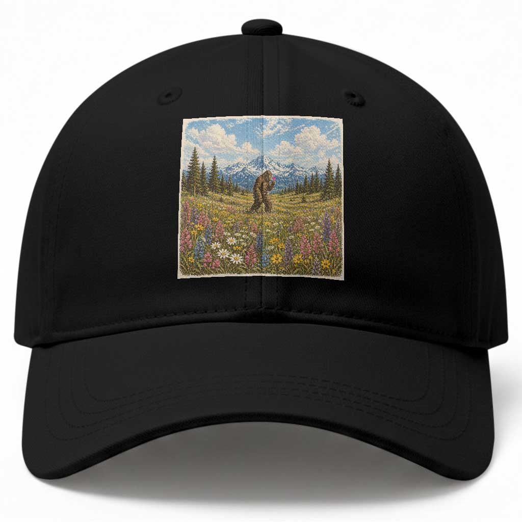 Retro Bigfoot Wildflower Baseball Cap Vintage Sasquatch Funny Cryptid TS10 Print Your Wear