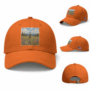 Retro Bigfoot Wildflower Baseball Cap Vintage Sasquatch Funny Cryptid TS10 Baseball Cap Universal Fit Orange Print Your Wear