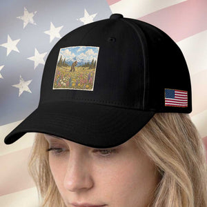 Retro Bigfoot Wildflower Baseball Cap Vintage Sasquatch Funny Cryptid TS10 Print Your Wear