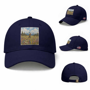 Retro Bigfoot Wildflower Baseball Cap Vintage Sasquatch Funny Cryptid TS10 Baseball Cap Universal Fit Dark Blue Print Your Wear