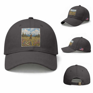 Retro Bigfoot Wildflower Baseball Cap Vintage Sasquatch Funny Cryptid TS10 Baseball Cap Universal Fit Dark Gray Print Your Wear