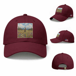 Retro Bigfoot Wildflower Baseball Cap Vintage Sasquatch Funny Cryptid TS10 Baseball Cap Universal Fit Maroon Print Your Wear