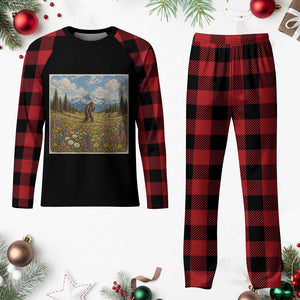 Retro Bigfoot Wildflower Plaid Pajama Set Vintage Sasquatch Funny Cryptid TS10 Buffalo Plaid Print Your Wear
