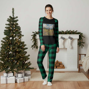 Retro Bigfoot Wildflower Plaid Pajama Set Vintage Sasquatch Funny Cryptid TS10 Green Plaid Print Your Wear
