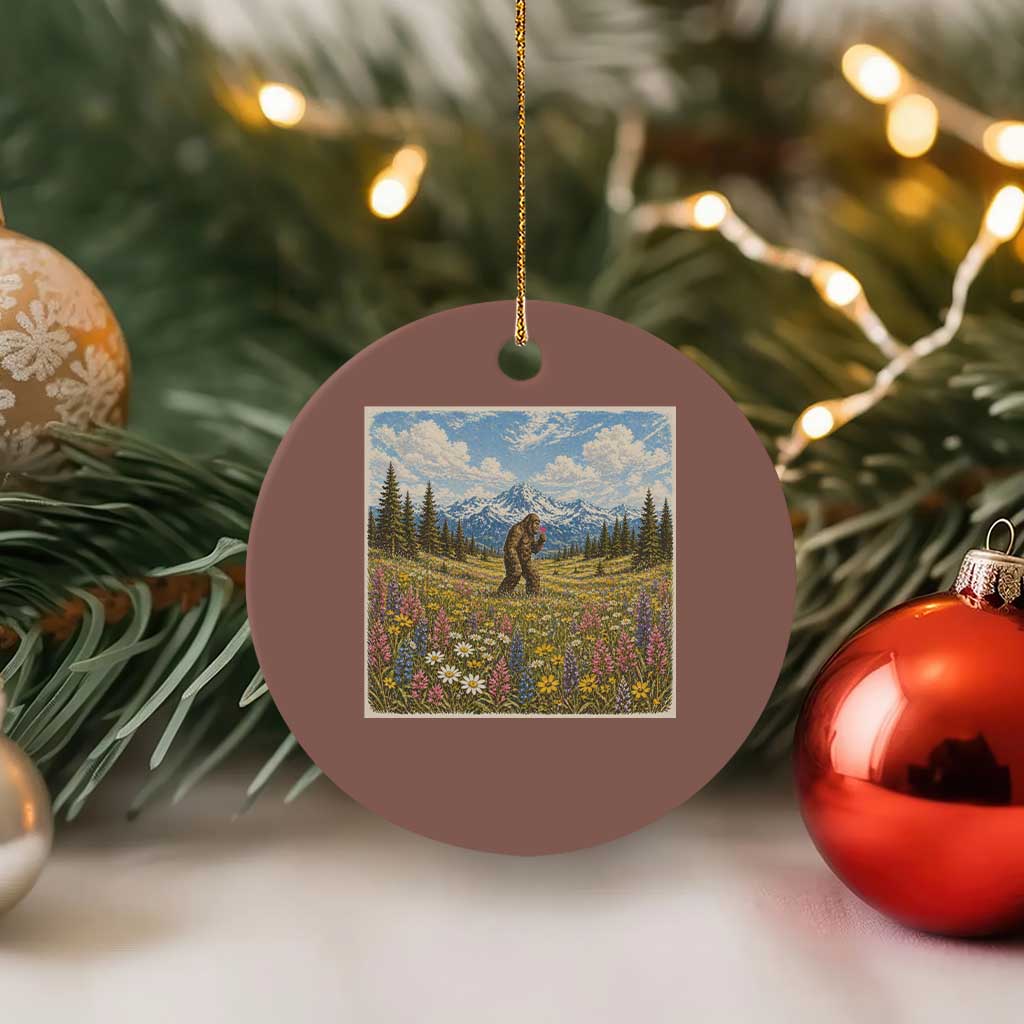 Retro Bigfoot Wildflower Ceramic Ornament Vintage Sasquatch Funny Cryptid TS10 1pc Mocha Print Your Wear