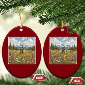 Retro Bigfoot Wildflower Ceramic Ornament Vintage Sasquatch Funny Cryptid TS10 Print Your Wear