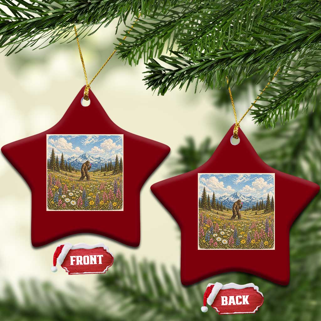 Retro Bigfoot Wildflower Ceramic Ornament Vintage Sasquatch Funny Cryptid TS10 Print Your Wear