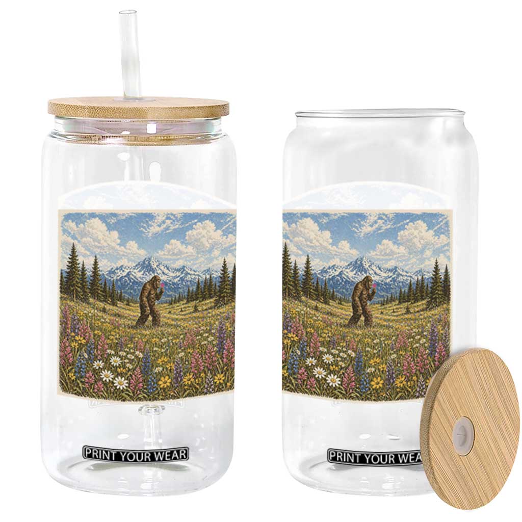 Retro Bigfoot Wildflower Glass Can Vintage Sasquatch Funny Cryptid TS10 Print Your Wear