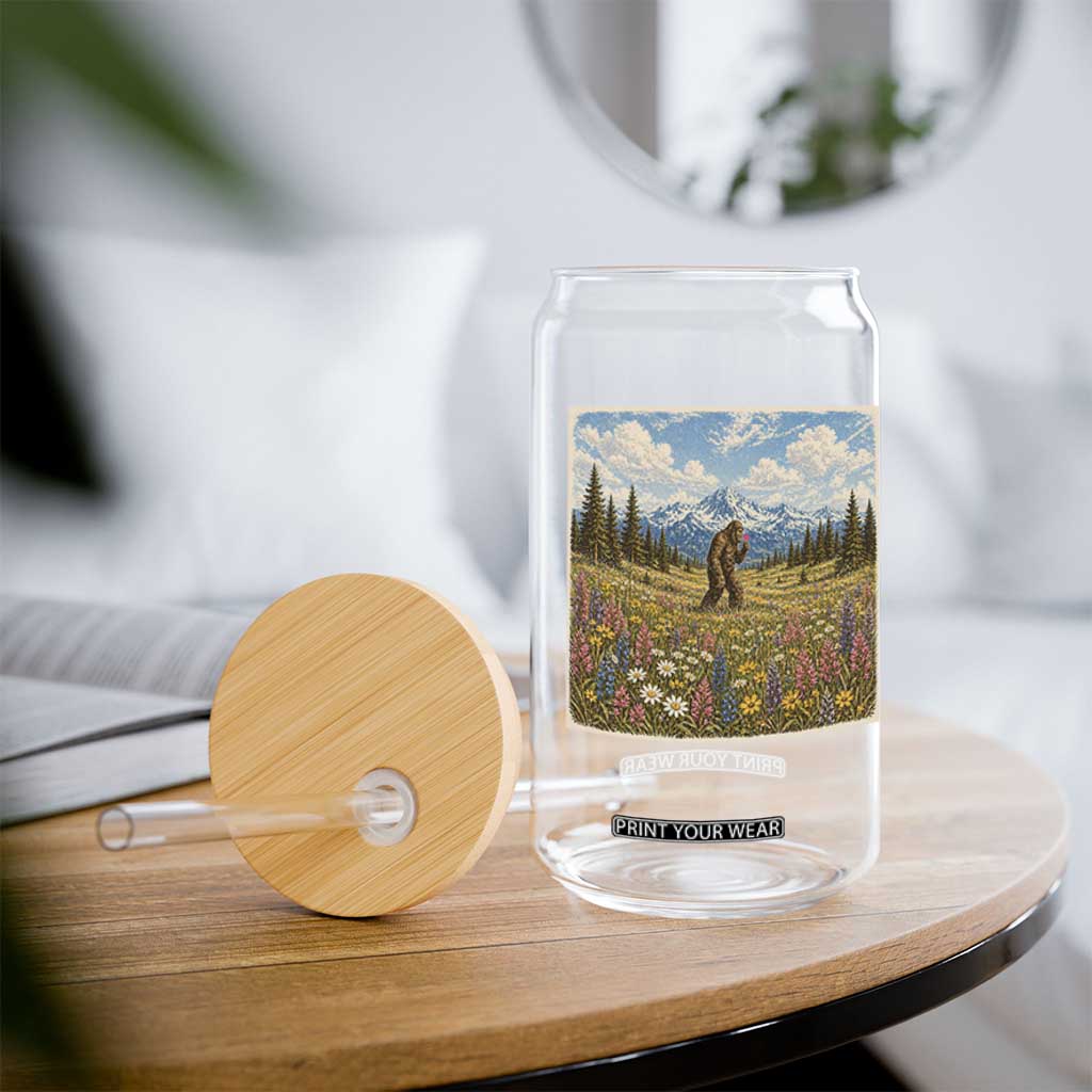 Retro Bigfoot Wildflower Glass Can Vintage Sasquatch Funny Cryptid TS10 Print Your Wear