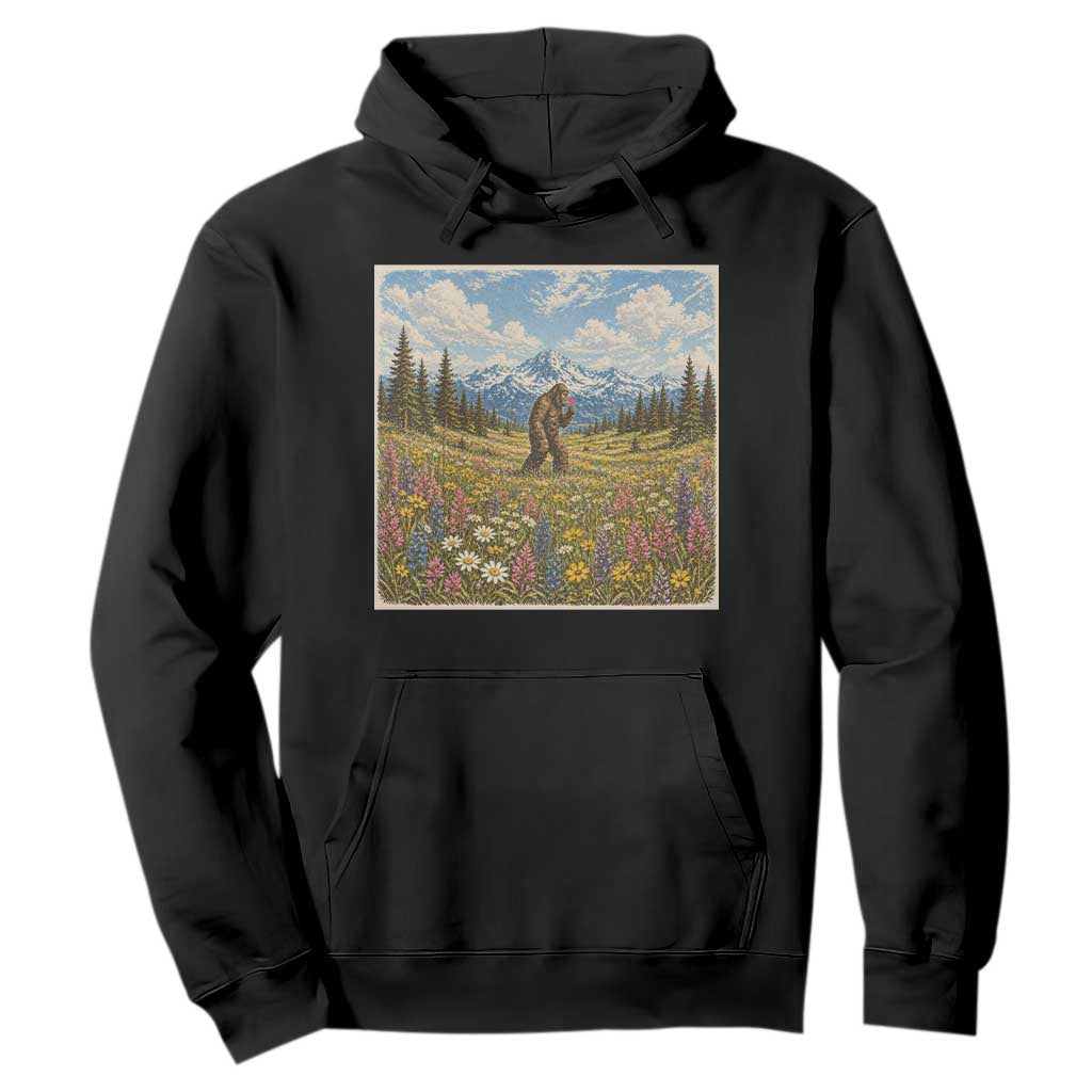 Retro Bigfoot Wildflower Hoodie Vintage Sasquatch Funny Cryptid TS10 Black Print Your Wear