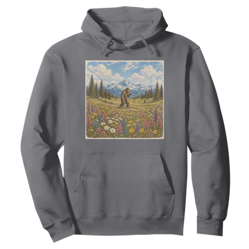 Retro Bigfoot Wildflower Hoodie Vintage Sasquatch Funny Cryptid TS10 Charcoal Print Your Wear