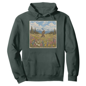 Retro Bigfoot Wildflower Hoodie Vintage Sasquatch Funny Cryptid TS10 Dark Forest Green Print Your Wear