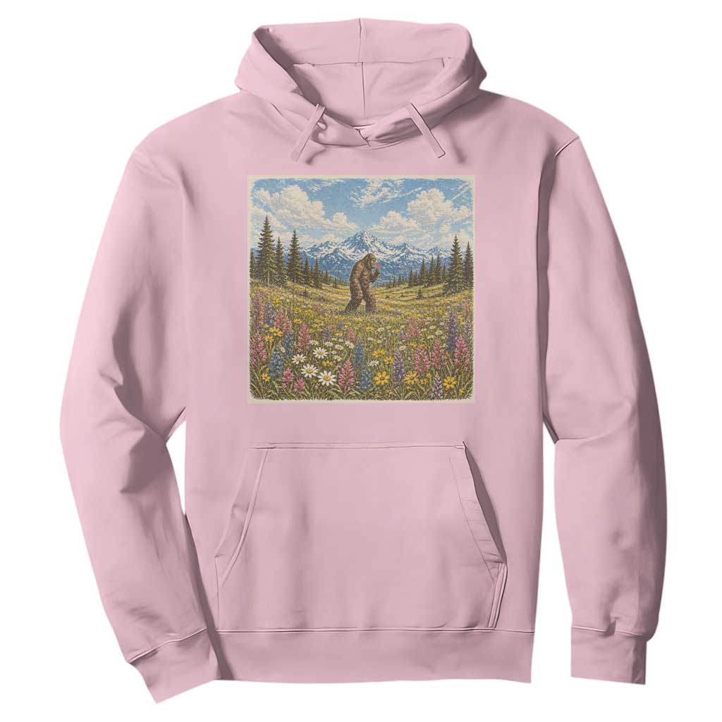 Retro Bigfoot Wildflower Hoodie Vintage Sasquatch Funny Cryptid TS10 Light Pink Print Your Wear