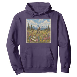 Retro Bigfoot Wildflower Hoodie Vintage Sasquatch Funny Cryptid TS10 Purple Print Your Wear