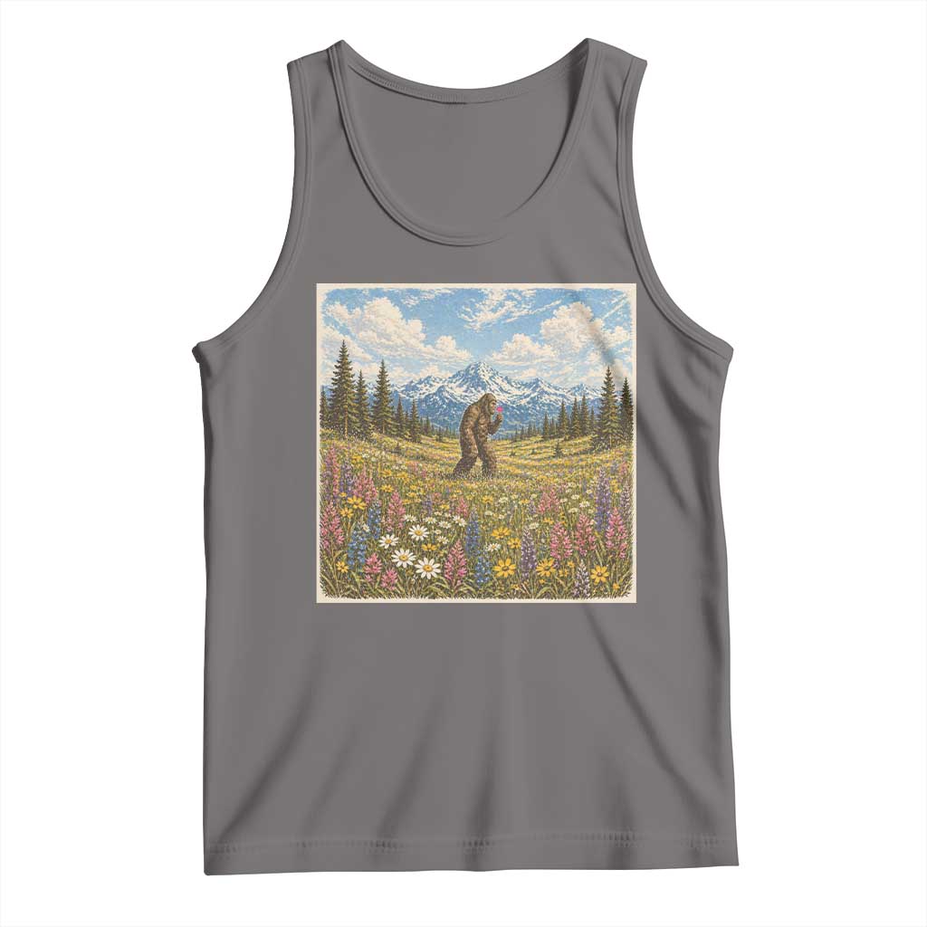 Retro Bigfoot Wildflower Tank Top Vintage Sasquatch Funny Cryptid TS10 Deep Heather Print Your Wear