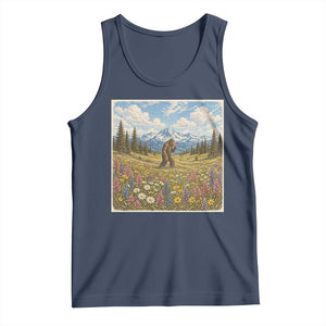 Retro Bigfoot Wildflower Tank Top Vintage Sasquatch Funny Cryptid TS10 Navy Print Your Wear