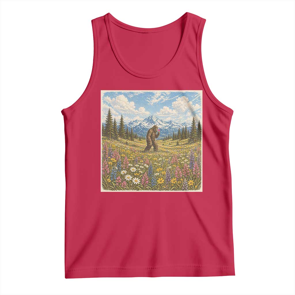 Retro Bigfoot Wildflower Tank Top Vintage Sasquatch Funny Cryptid TS10 Red Print Your Wear