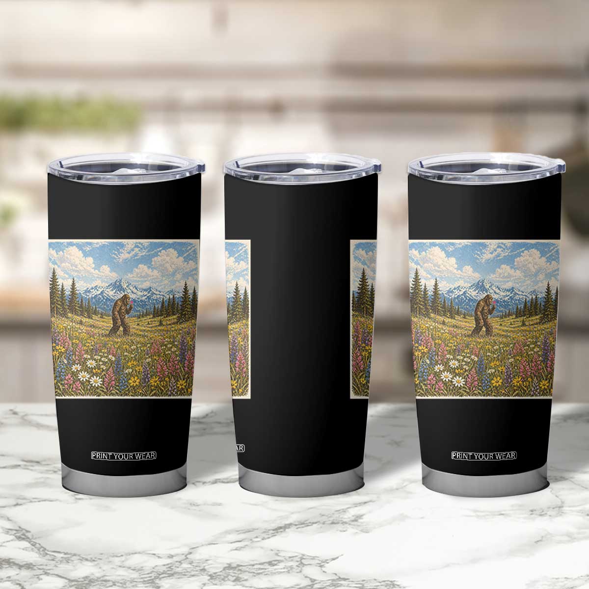Retro Bigfoot Wildflower Tumbler Cup Vintage Sasquatch Funny Cryptid TS10 Print Your Wear