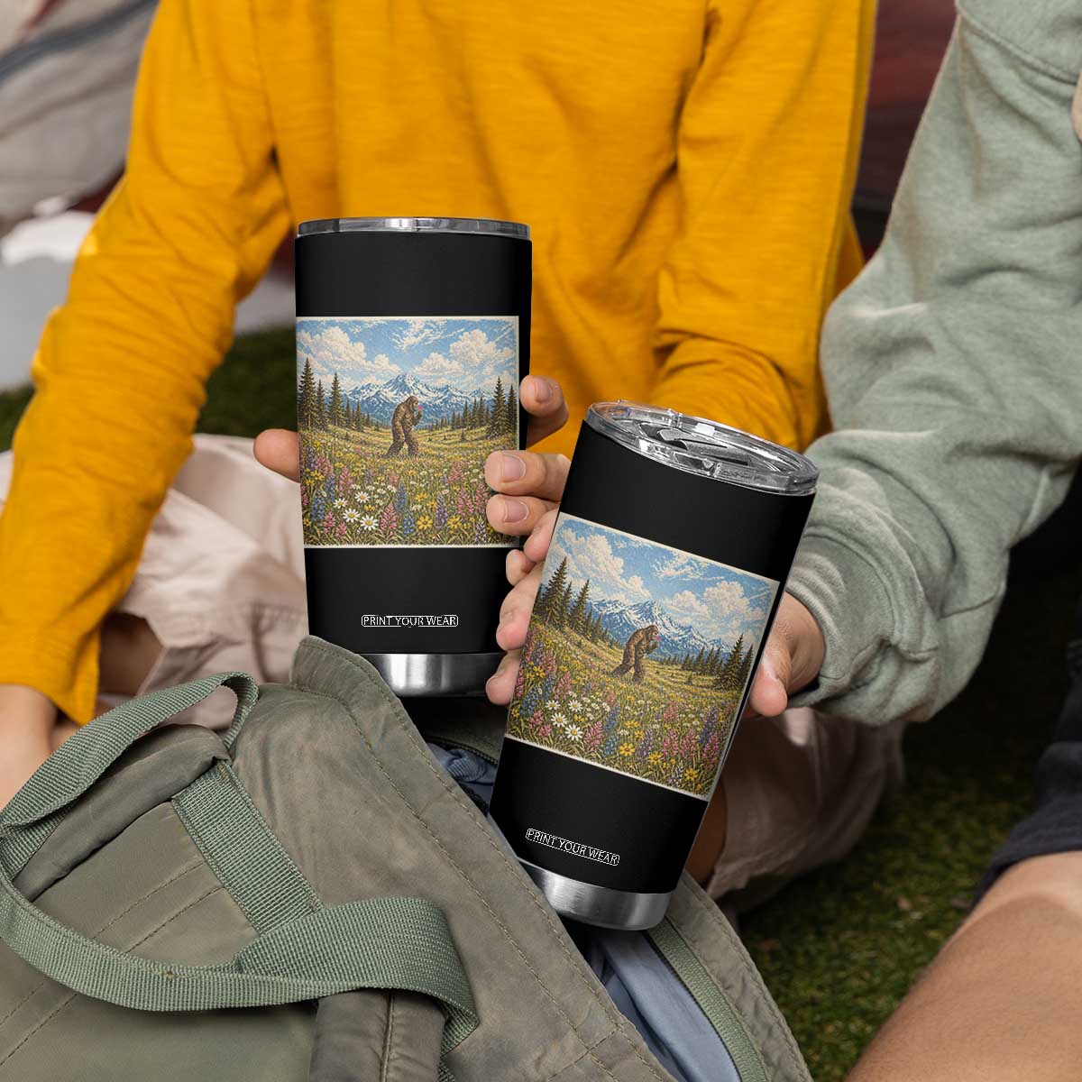 Retro Bigfoot Wildflower Tumbler Cup Vintage Sasquatch Funny Cryptid TS10 Print Your Wear