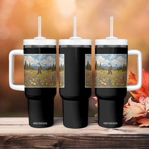 Retro Bigfoot Wildflower Tumbler With Handle Vintage Sasquatch Funny Cryptid TS10 Print Your Wear
