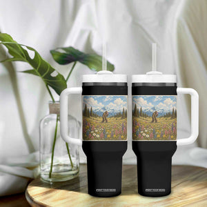 Retro Bigfoot Wildflower Tumbler With Handle Vintage Sasquatch Funny Cryptid TS10 Print Your Wear