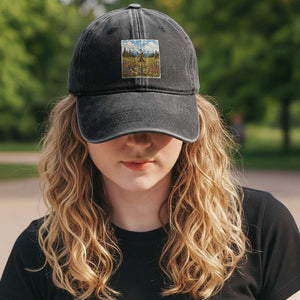 Retro Bigfoot Wildflower Washed Cotton Baseball Cap Vintage Sasquatch Funny Cryptid TS10 Print Your Wear