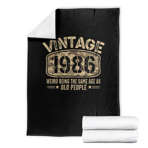 40th Birthday Gift For Men Throw Blanket Retro Camo 1986 Weird Being The Same Age As Old People TS10 Black Print Your Wear