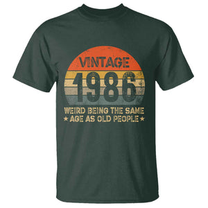 40th Birthday T Shirt Retro 1986 Weird Being The Same Age As Old People TS10 Dark Forest Green Print Your Wear