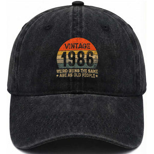 40th Birthday Washed Cotton Baseball Cap Retro 1986 Weird Being The Same Age As Old People TS10 Print Your Wear
