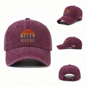 40th Birthday Washed Cotton Baseball Cap Retro 1986 Weird Being The Same Age As Old People TS10 Washed Cap Universal Fit Burgundy Print Your Wear