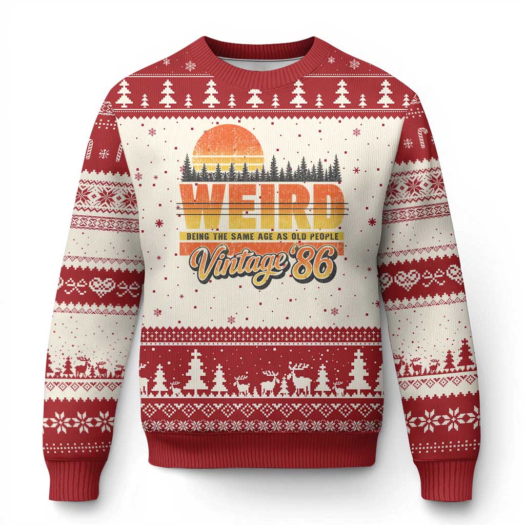 Funny 40th Birthday Ugly Christmas Sweater Retro 1986 Weird Being The Same Age As Old People TS10 Beige Red Print Your Wear