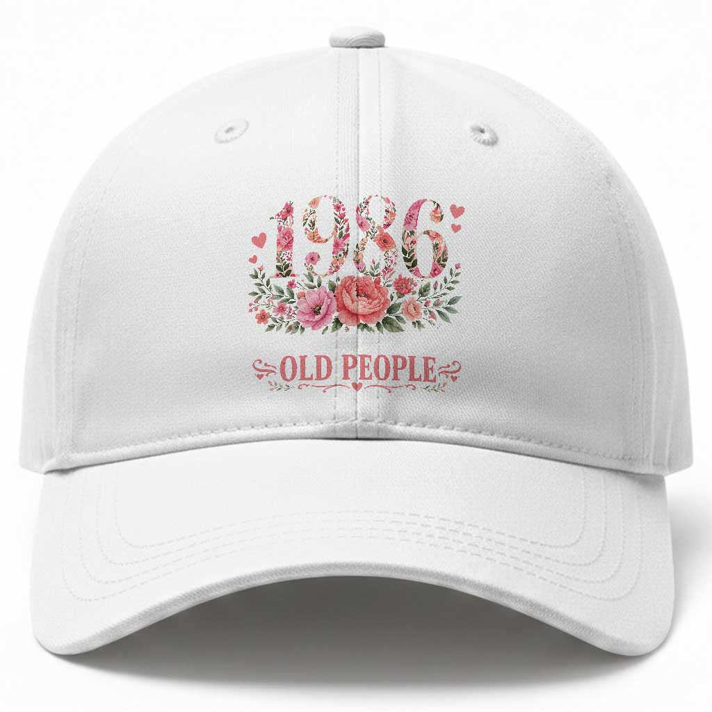 40th Birthday Gifts For Her Baseball Cap Floral 1986 Weird Being The Same Age As Old People TS10 Print Your Wear