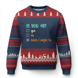 40th Birthday Ugly Christmas Sweater Funny Is You 40 Gift Idea 40 Year Old TS10 Navy Red Print Your Wear