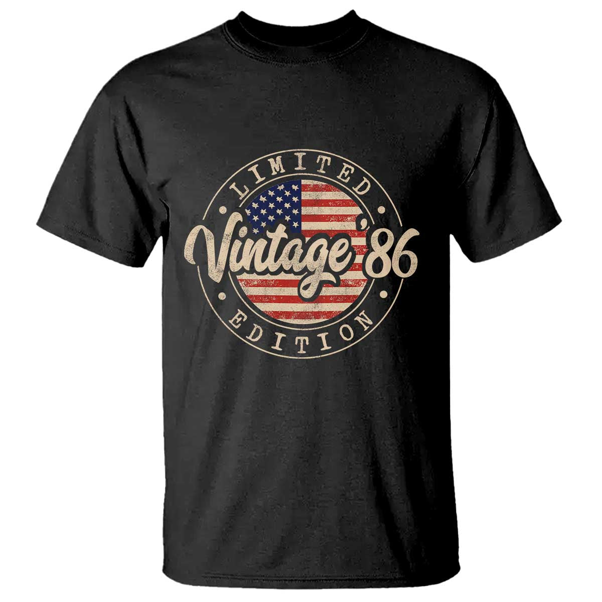 Vintage 1986 Stamp T Shirt Funny 40th Birthday USA Flag 40 Year Old Bday TS10 Black Print Your Wear