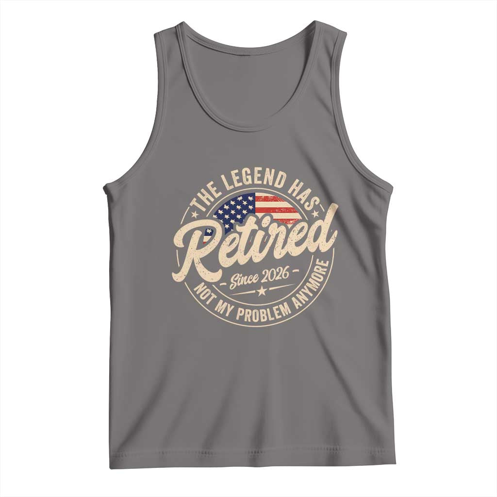 Retired 2026 Tank Top Funny Retirement US Flag Retired Not My Problems Anymore TS10 Deep Heather Print Your Wear