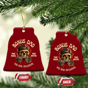Bonus Dad Ceramic Ornament The Man Myth Bad Influence Step Dad Vintage Skull USA Flag TS10 Print Your Wear