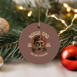 Bonus Dad Ceramic Ornament The Man Myth Bad Influence Step Dad Vintage Skull USA Flag TS10 1pc Mocha Print Your Wear
