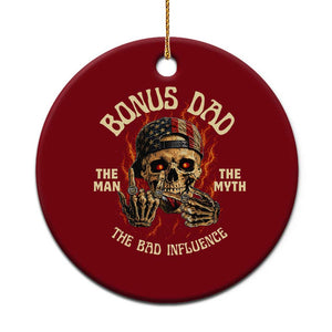 Bonus Dad Ceramic Ornament The Man Myth Bad Influence Step Dad Vintage Skull USA Flag TS10 1pc Red Print Your Wear