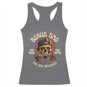 Bonus Dad Racerback Tank Top The Man Myth Bad Influence Step Dad Vintage Skull USA Flag TS10 Charcoal Print Your Wear