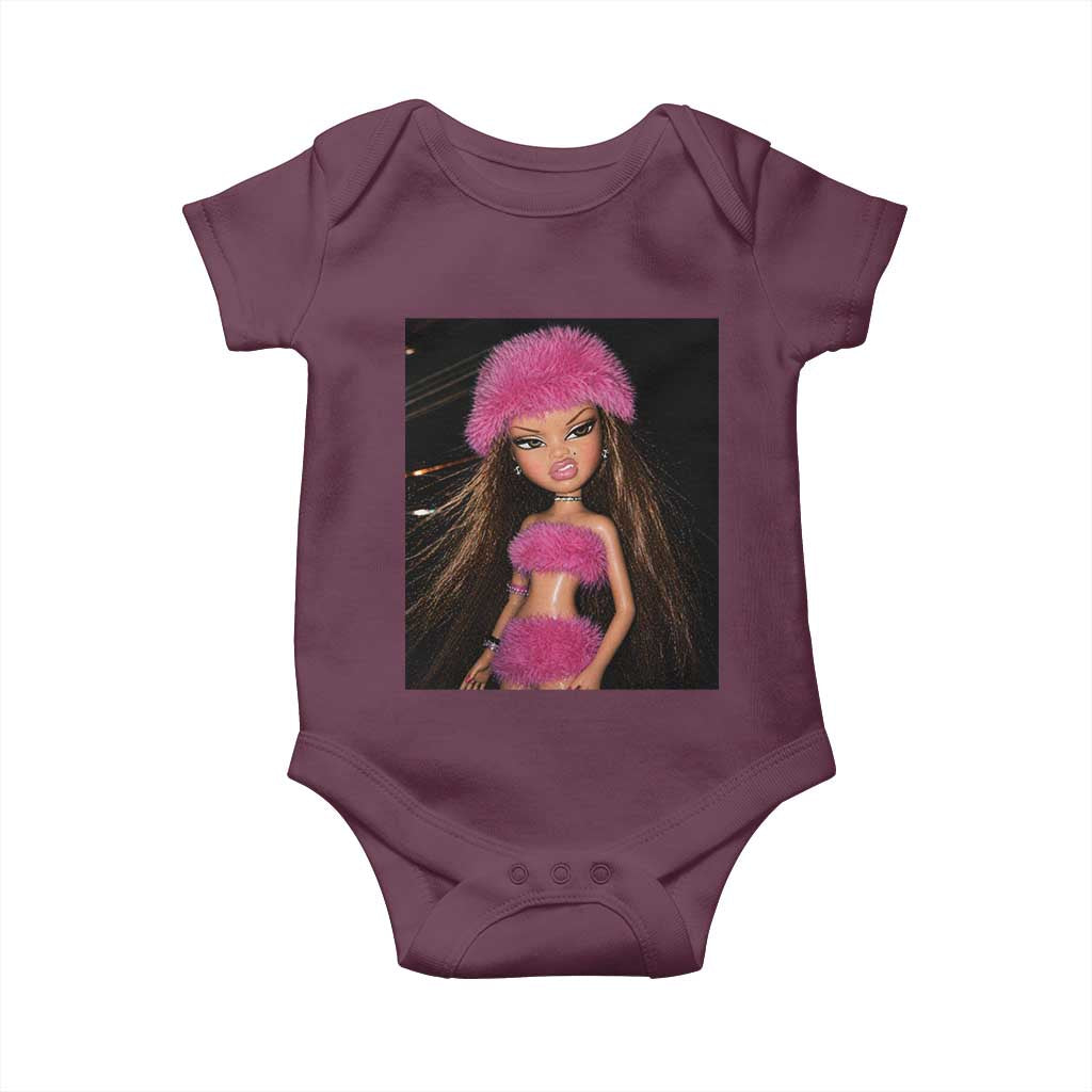 Funny Disgusting Doll Face Meme Baby Onesie Expression Hilarious Sarcastic TS10 Maroon Print Your Wear