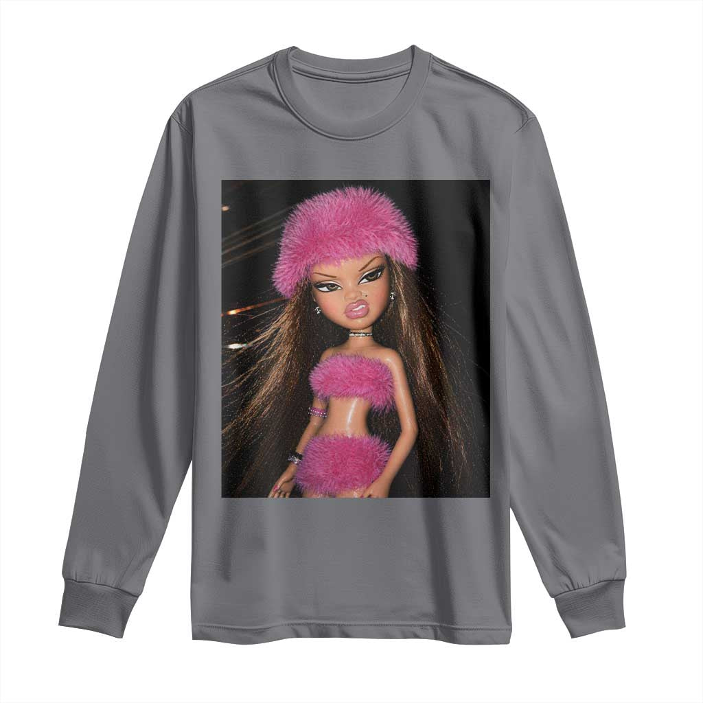 Funny Disgusting Doll Face Meme Long Sleeve Shirt Expression Hilarious Sarcastic TS10 Charcoal Print Your Wear