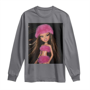 Funny Disgusting Doll Face Meme Long Sleeve Shirt Expression Hilarious Sarcastic TS10 Charcoal Print Your Wear
