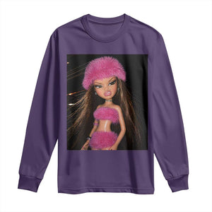 Funny Disgusting Doll Face Meme Long Sleeve Shirt Expression Hilarious Sarcastic TS10 Purple Print Your Wear