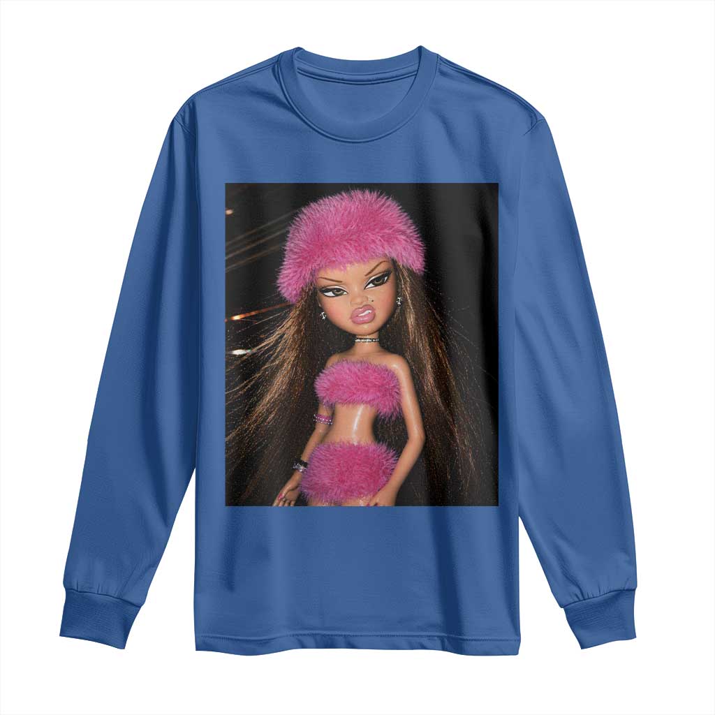 Funny Disgusting Doll Face Meme Long Sleeve Shirt Expression Hilarious Sarcastic TS10 Royal Blue Print Your Wear
