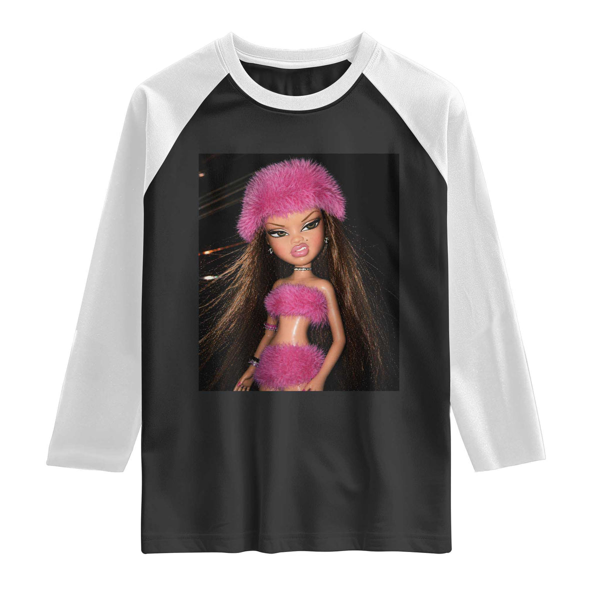 Funny Disgusting Doll Face Meme Raglan Shirt Expression Hilarious Sarcastic TS10 Black White Print Your Wear