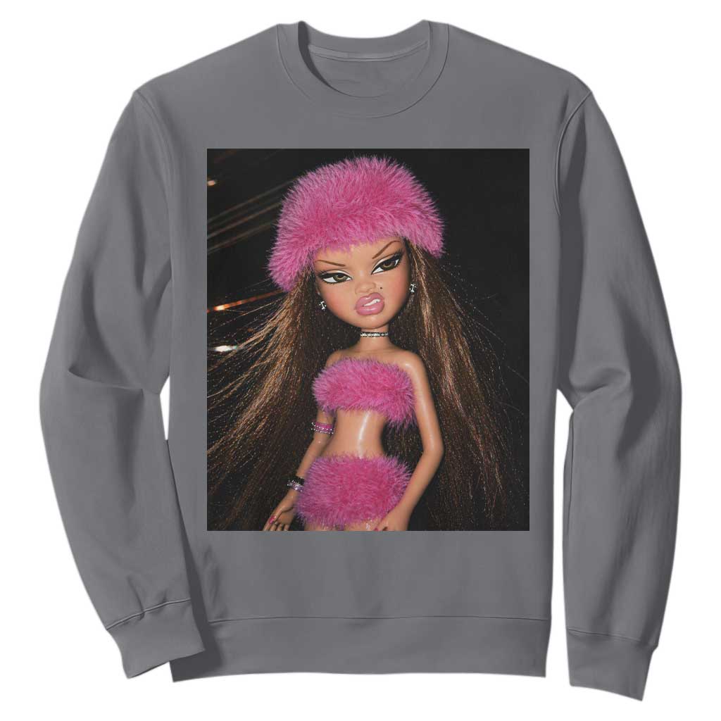 Funny Disgusting Doll Face Meme Sweatshirt Expression Hilarious Sarcastic TS10 Charcoal Print Your Wear