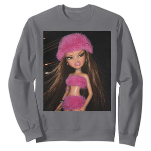Funny Disgusting Doll Face Meme Sweatshirt Expression Hilarious Sarcastic TS10 Charcoal Print Your Wear