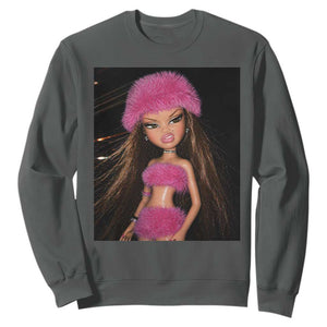 Funny Disgusting Doll Face Meme Sweatshirt Expression Hilarious Sarcastic TS10 Dark Heather Print Your Wear