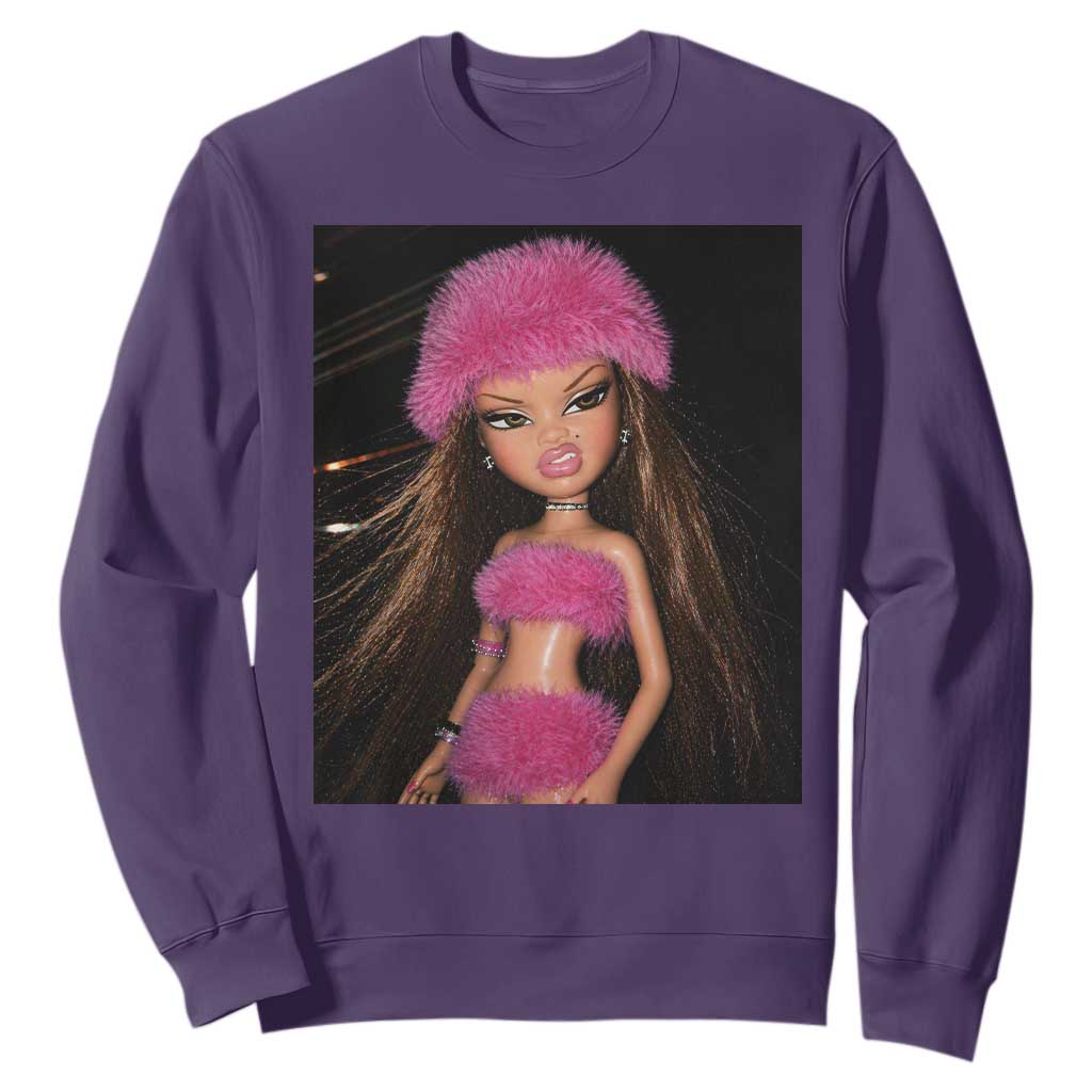 Funny Disgusting Doll Face Meme Sweatshirt Expression Hilarious Sarcastic TS10 Purple Print Your Wear